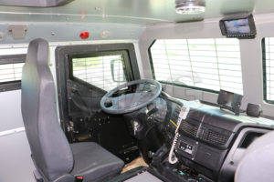armored anti riot truck driver interior